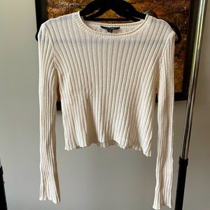 American Eagle, ribbed, cream, cropped sweater